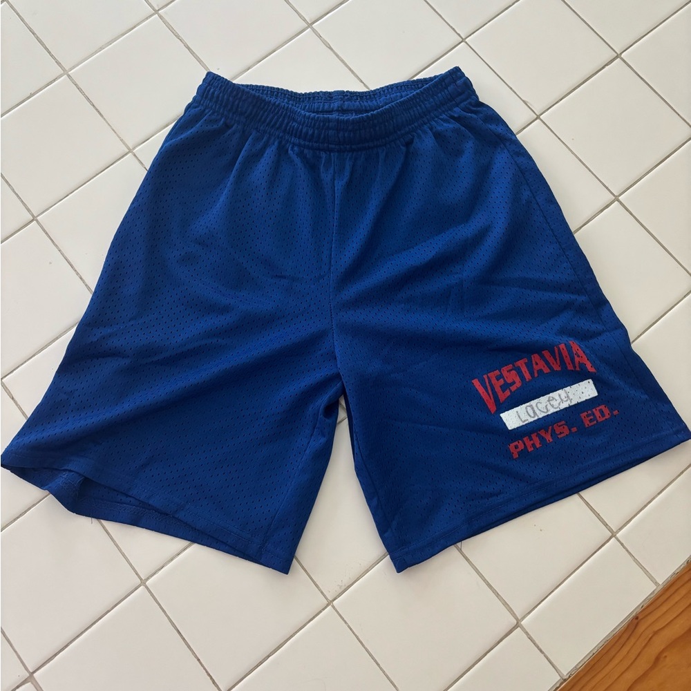 Youth blue physical education shorts jersey red Vestavia Lacey outdoor sport edu